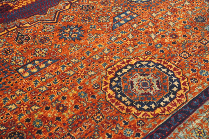 4x6 Orange Mamluk Turkish Hand Knotted Medallion Rug