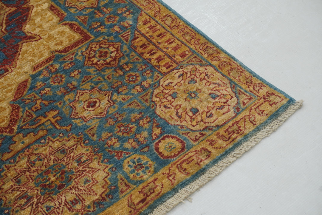 3x4 Blue Mamluk Hand knotted Turkish Medallion Rug