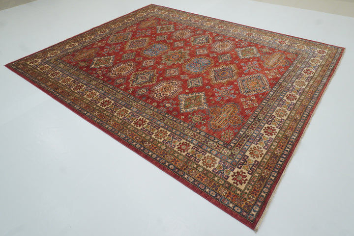 8x10 Red Kazak Afghan Hand-Knotted Oriental Rug - Yildiz Rugs