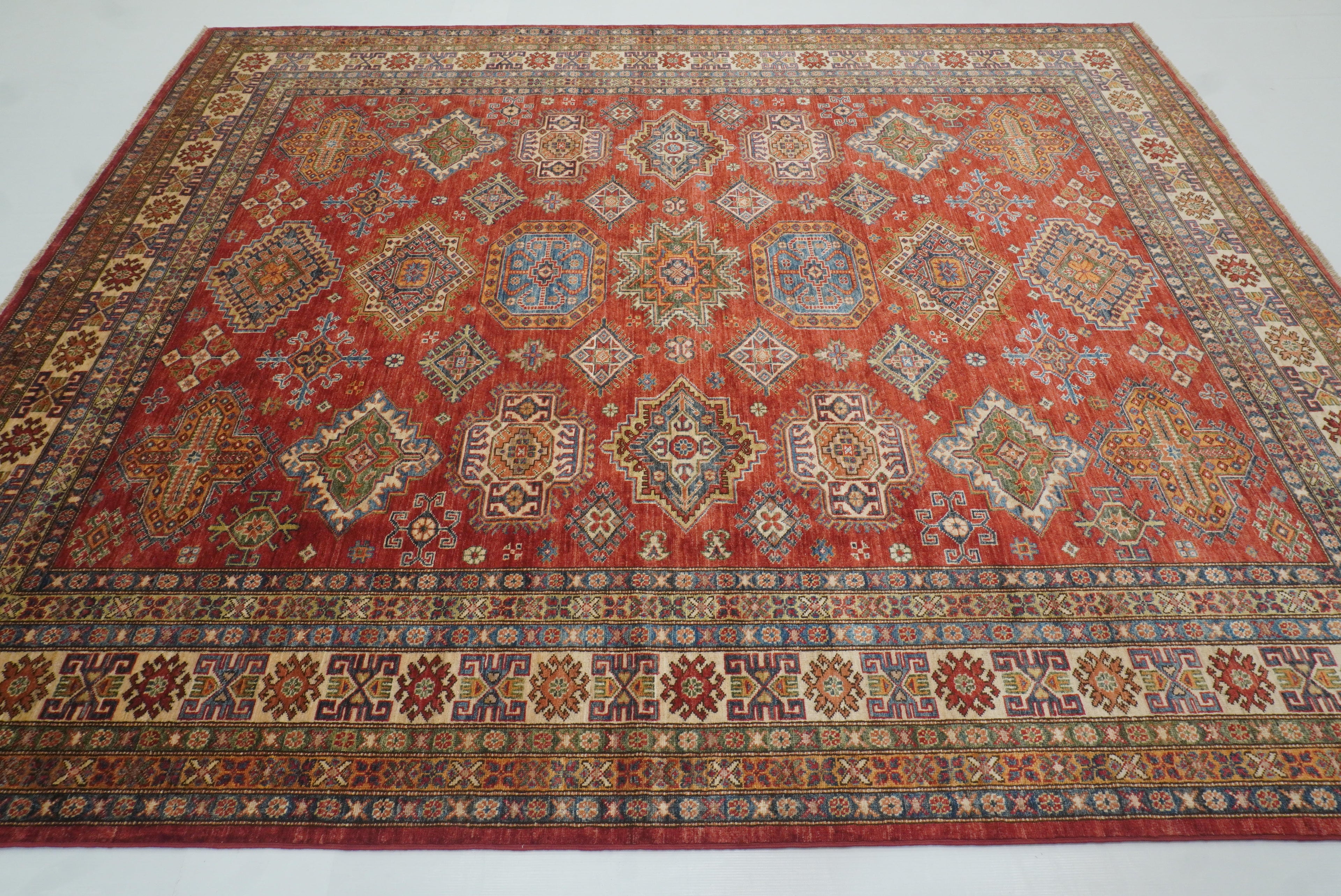 8x10 Red Kazak Afghan Hand-Knotted Oriental Rug - Yildiz Rugs