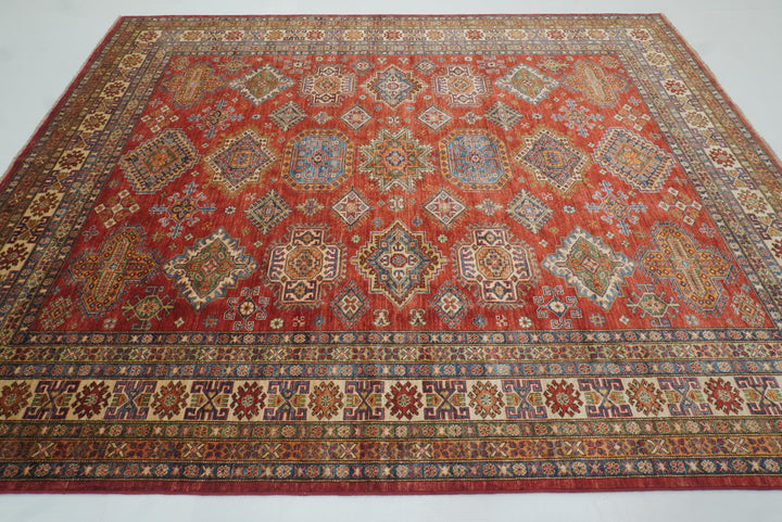 8x10 Red Kazak Afghan Hand-Knotted Oriental Rug - Yildiz Rugs