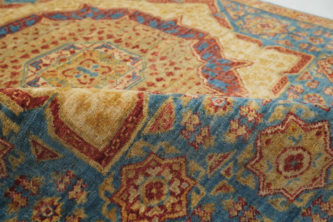 3x4 Blue Mamluk Hand knotted Turkish Medallion Rug