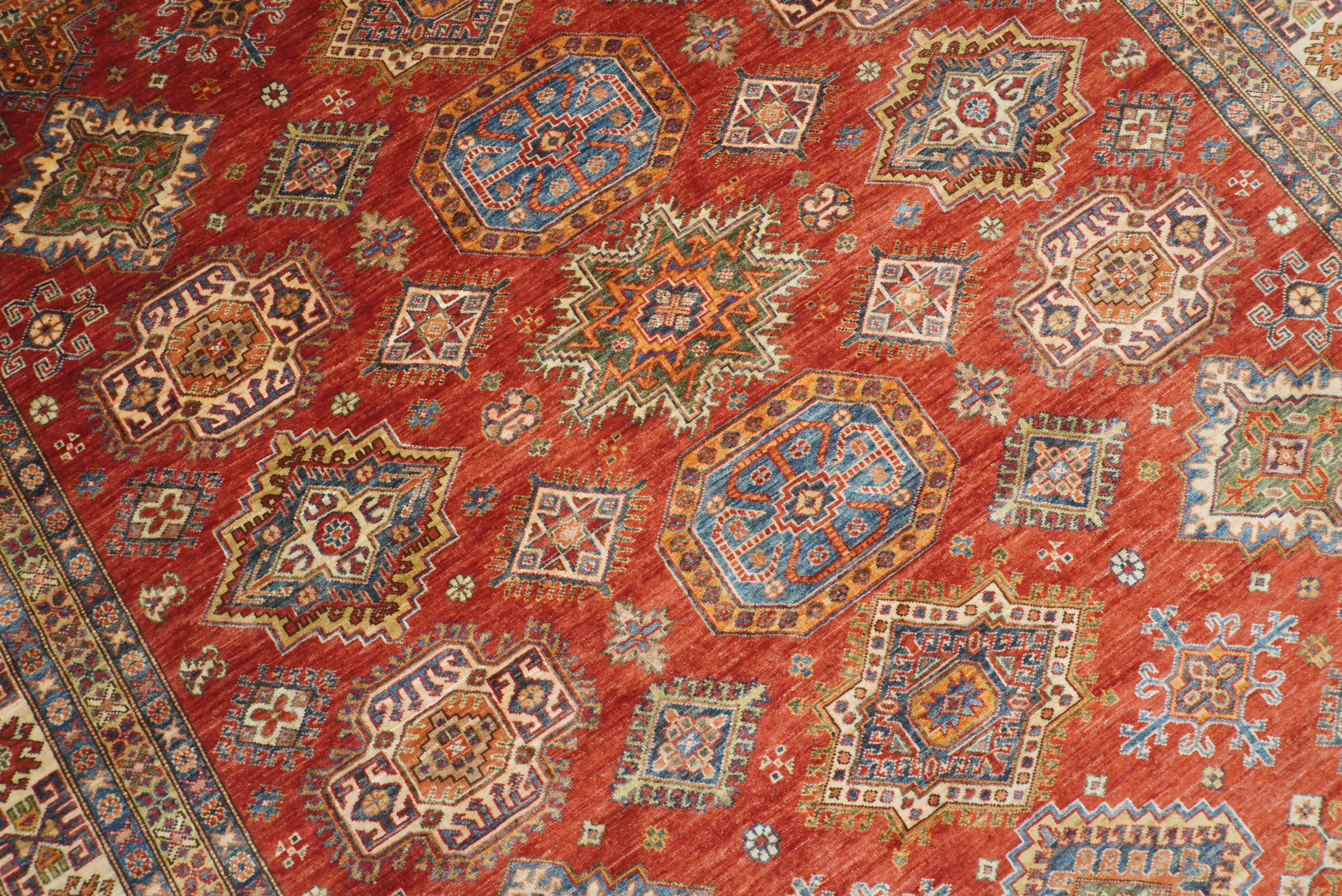 8x10 Red Kazak Afghan Hand-Knotted Oriental Rug - Yildiz Rugs