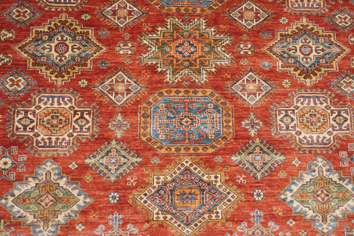 8x10 Red Kazak Afghan Hand-Knotted Oriental Rug - Yildiz Rugs