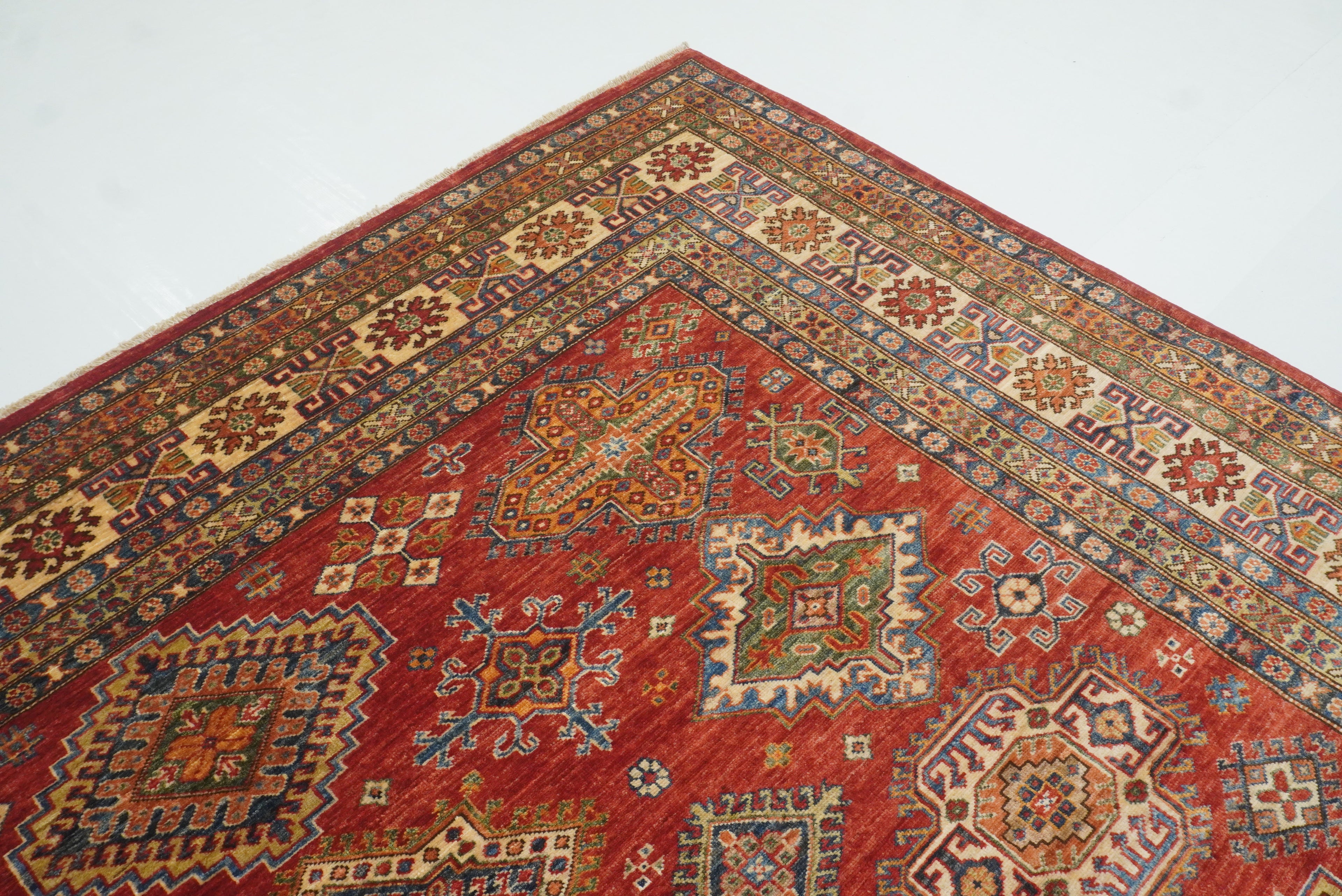 8x10 Red Kazak Afghan Hand-Knotted Oriental Rug - Yildiz Rugs