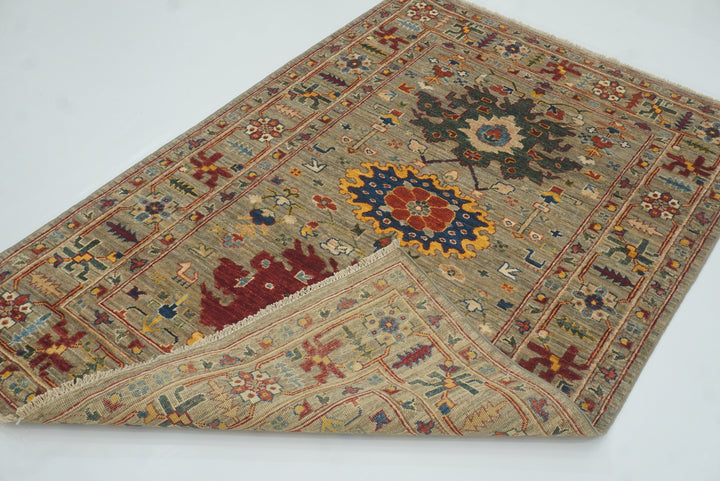 4x6 Beige Afghan Bidjar Hand Knotted Wool Oriental Rug - Yildiz Rugs