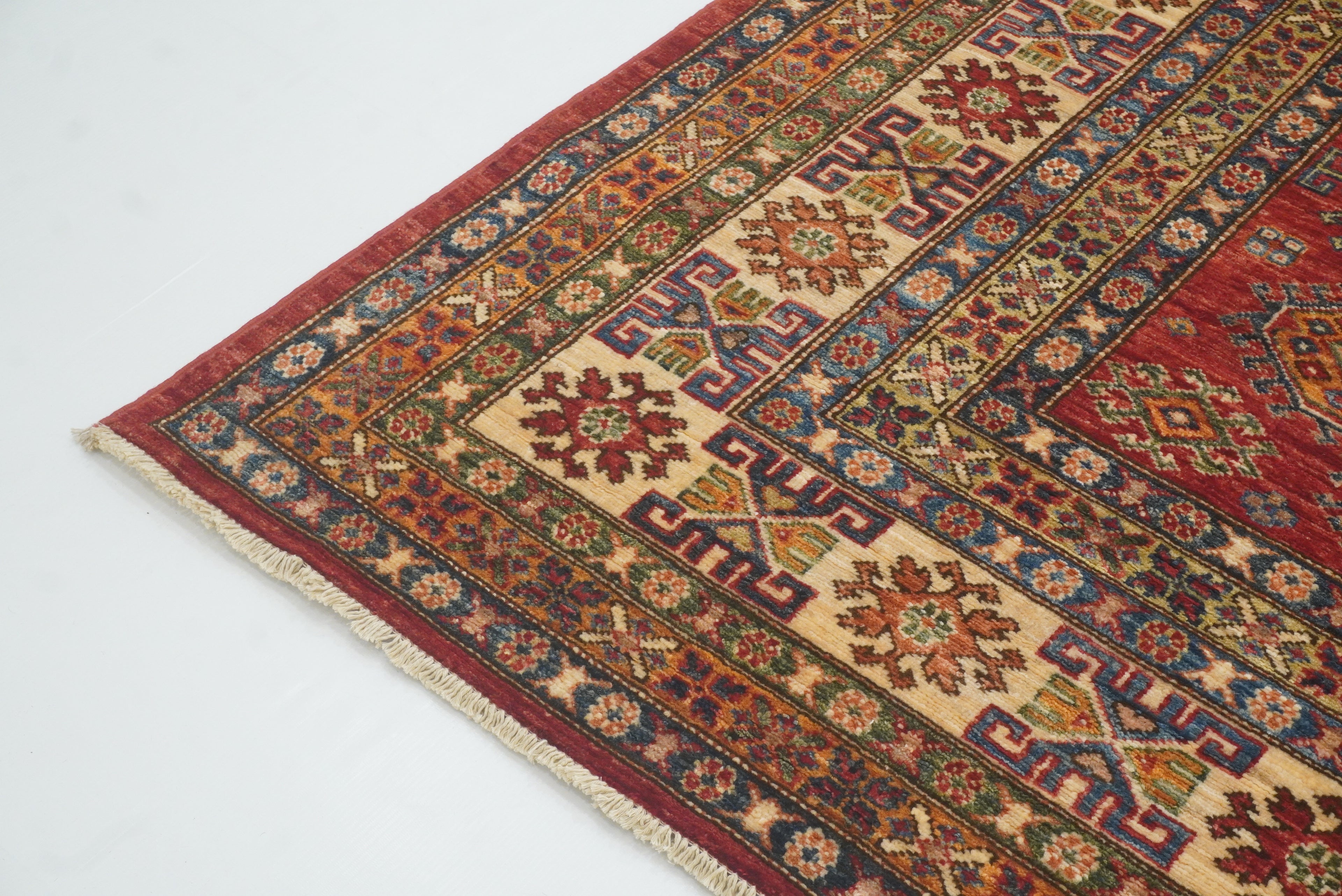 8x10 Red Kazak Afghan Hand-Knotted Oriental Rug - Yildiz Rugs