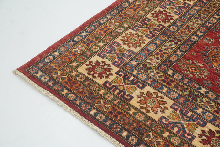 8x10 Red Kazak Afghan Hand-Knotted Oriental Rug - Yildiz Rugs
