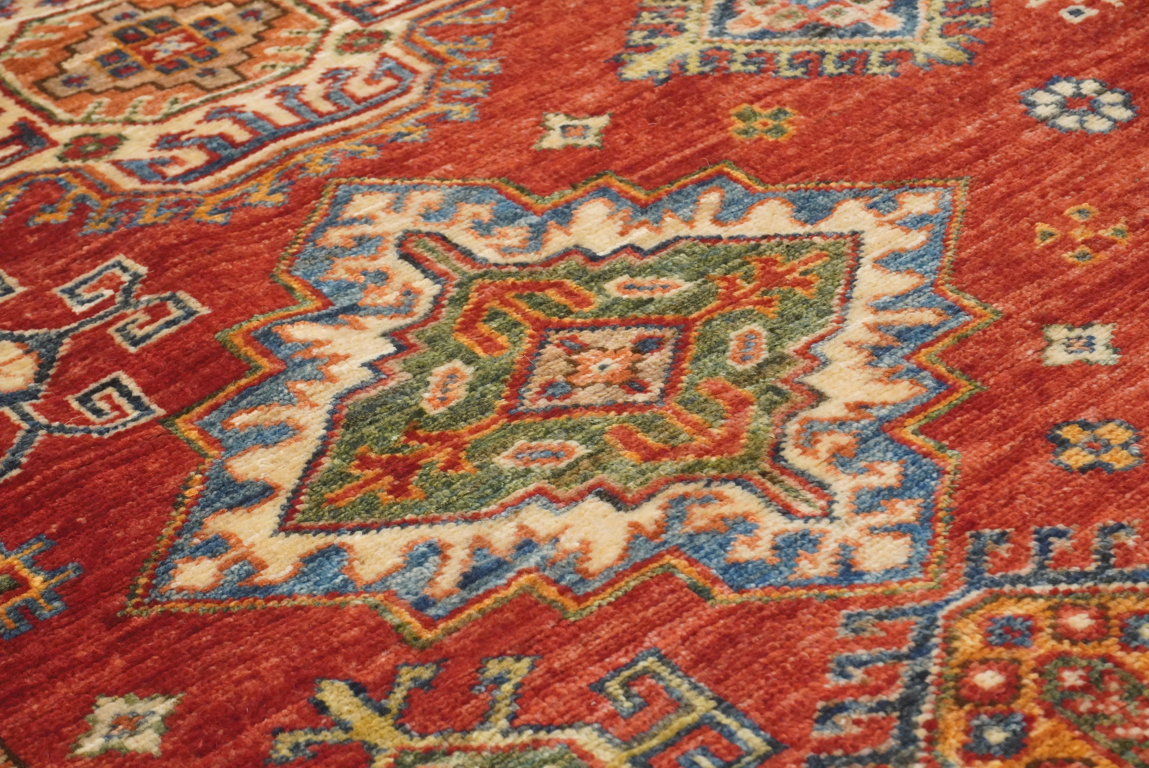 8x10 Red Kazak Afghan Hand-Knotted Oriental Rug - Yildiz Rugs