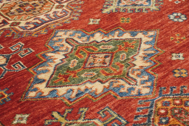 8x10 Red Kazak Afghan Hand-Knotted Oriental Rug - Yildiz Rugs