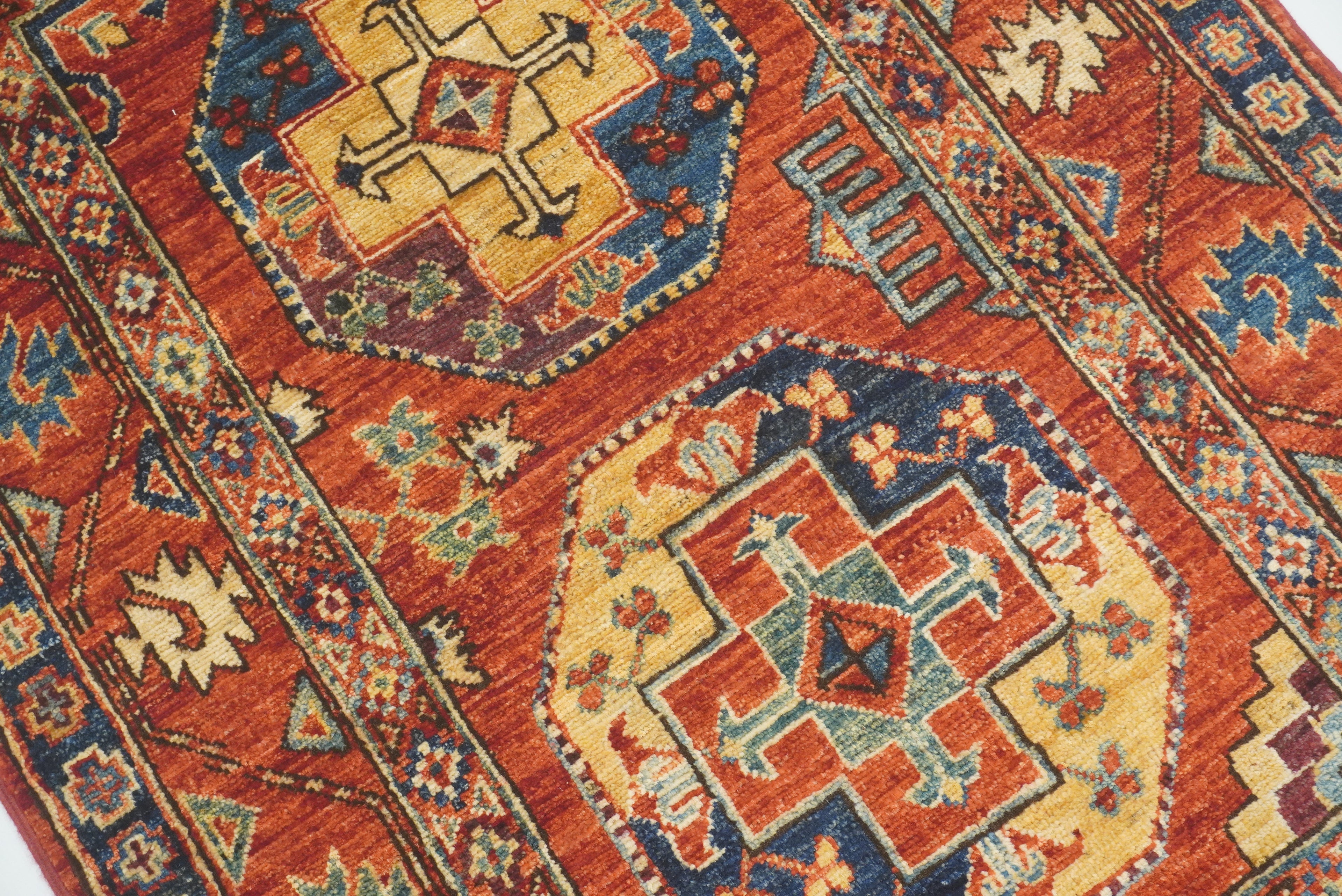 3x4 Red Ersari Hand Knotted Afghan Wool Oriental Rug - Yildiz Rugs
