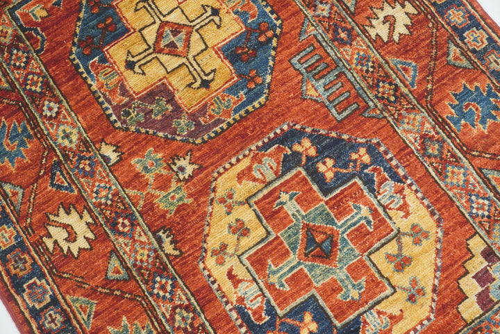 3x4 Red Ersari Hand Knotted Afghan Wool Oriental Rug - Yildiz Rugs