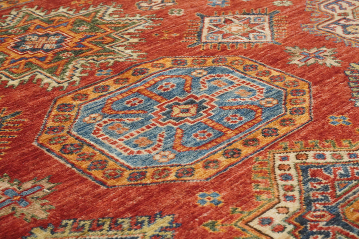 8x10 Red Kazak Afghan Hand-Knotted Oriental Rug - Yildiz Rugs