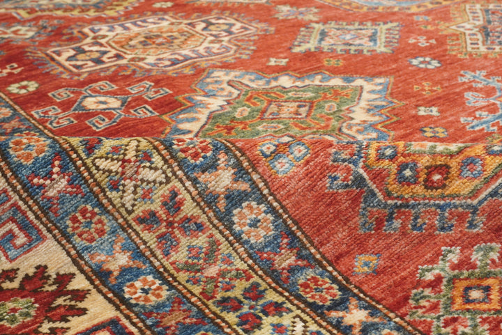 8x10 Red Kazak Afghan Hand-Knotted Oriental Rug - Yildiz Rugs