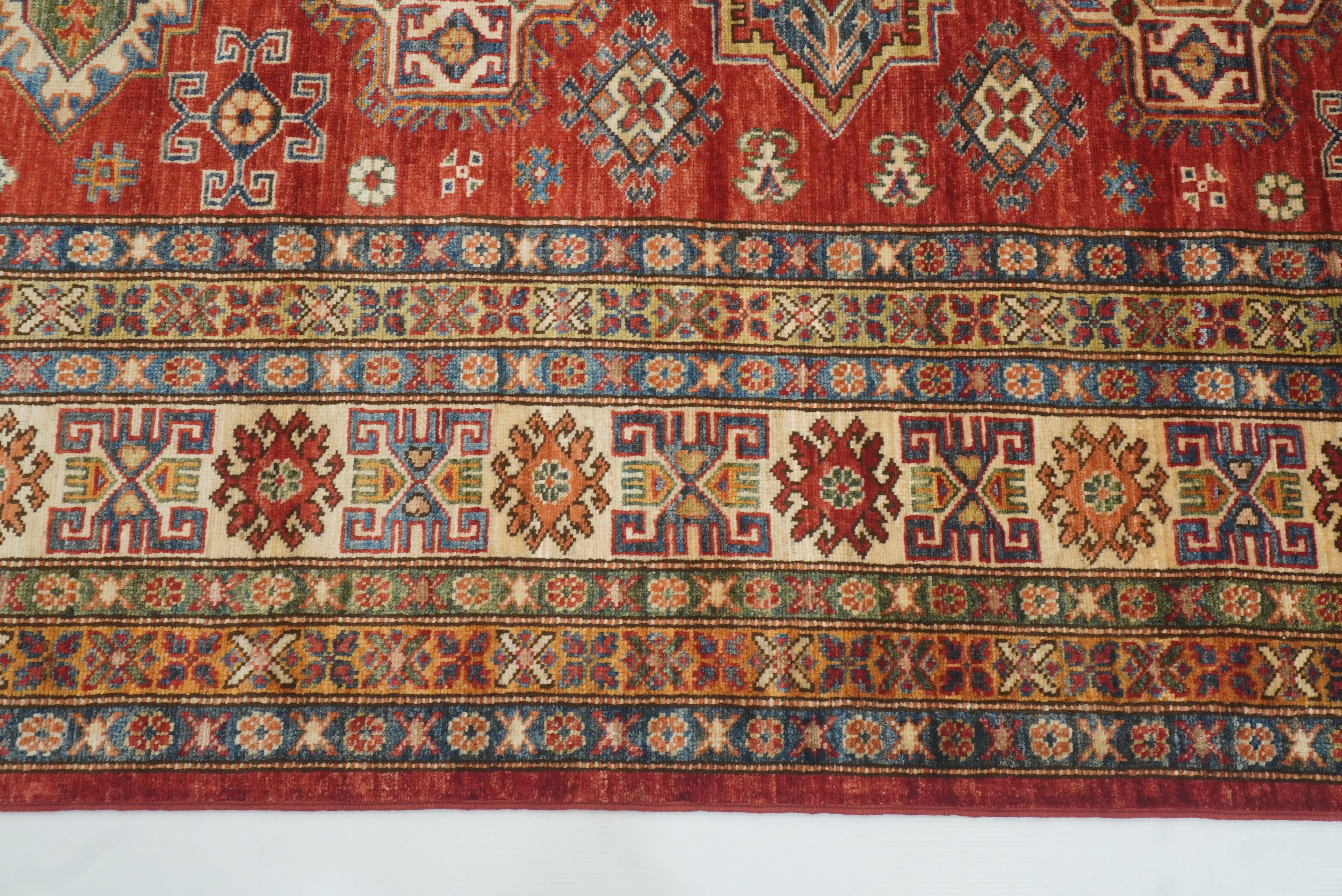 8x10 Red Kazak Afghan Hand-Knotted Oriental Rug - Yildiz Rugs