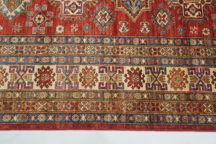 8x10 Red Kazak Afghan Hand-Knotted Oriental Rug - Yildiz Rugs