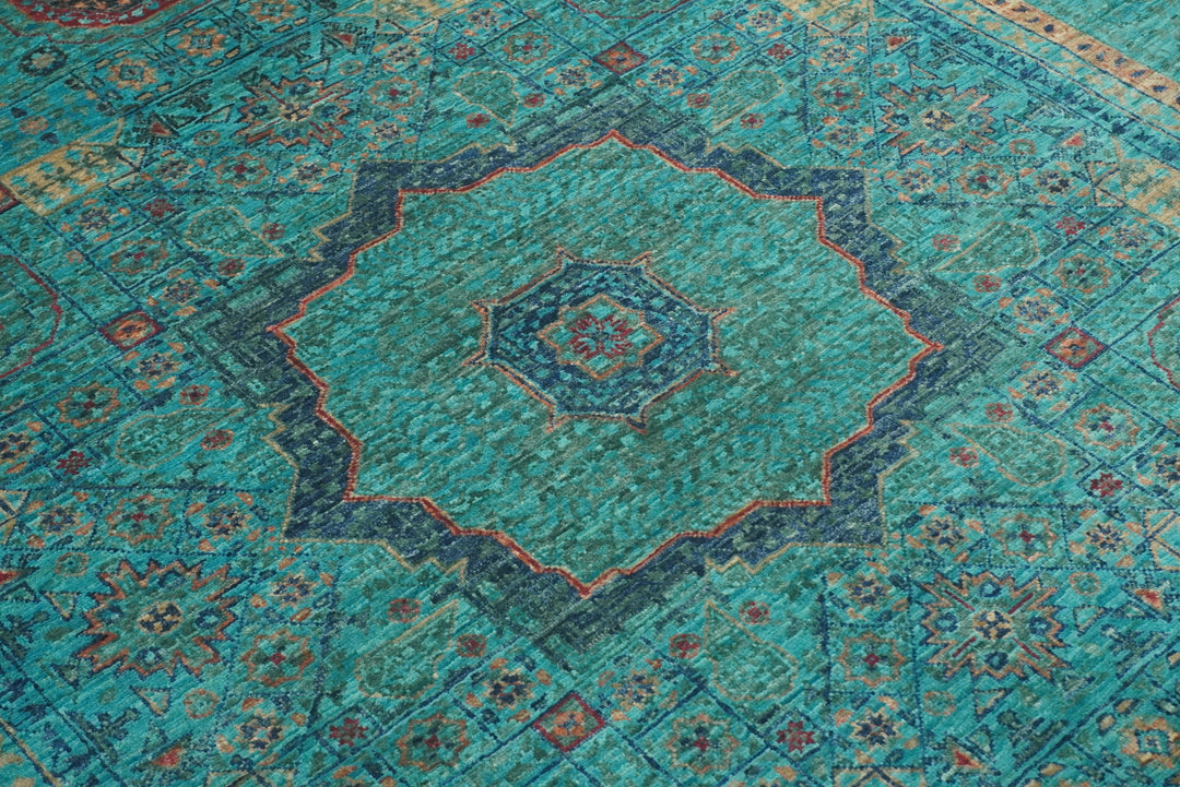 5x7 Turquoise Blue Mamluk Hand knotted Turkish Rug