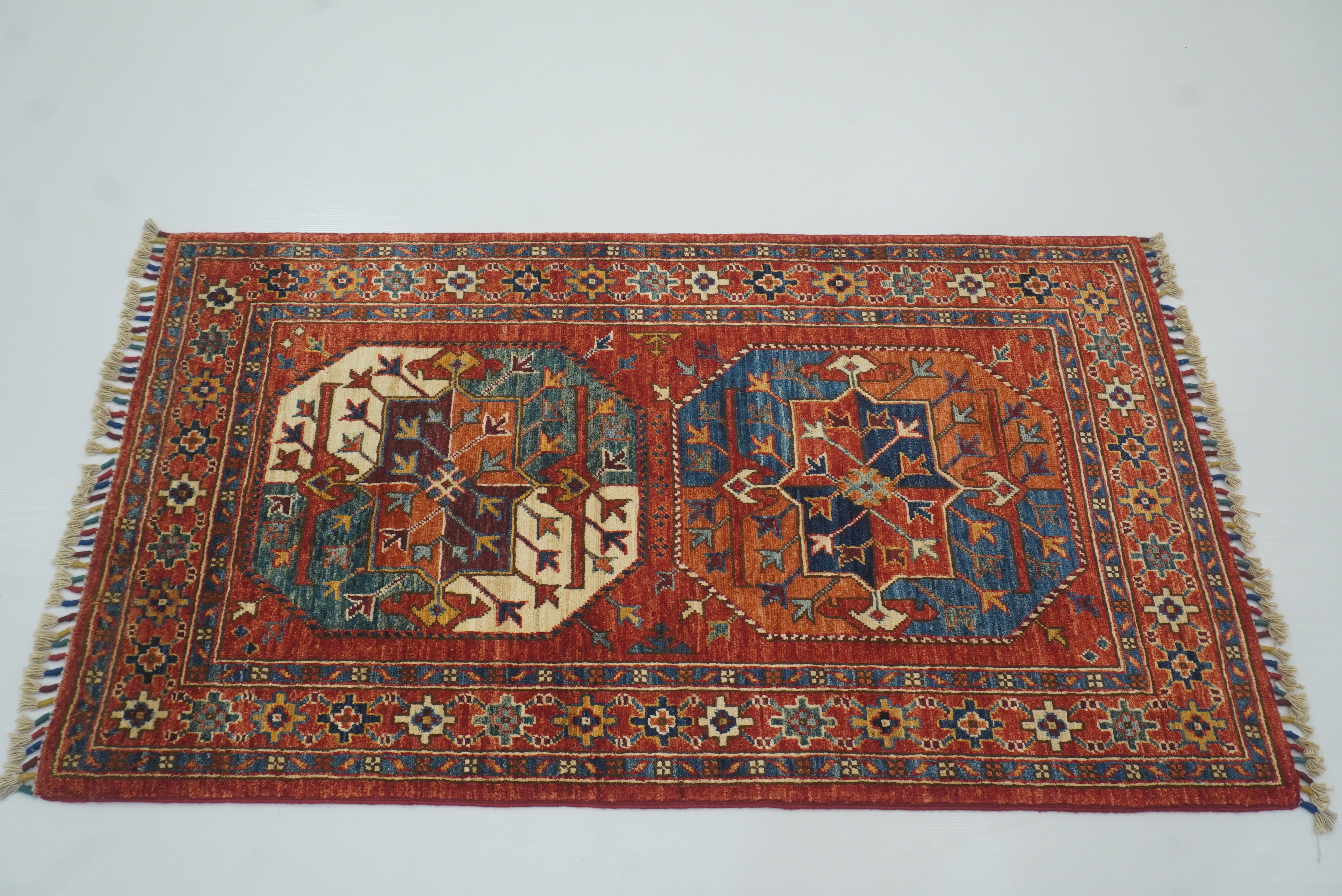 2'7"x4'6" Red Ersari Hand Knotted Afghan Wool Oriental Rug - Yildiz Rugs