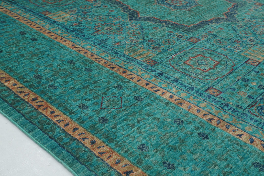 5x7 Turquoise Blue Mamluk Hand knotted Turkish Rug