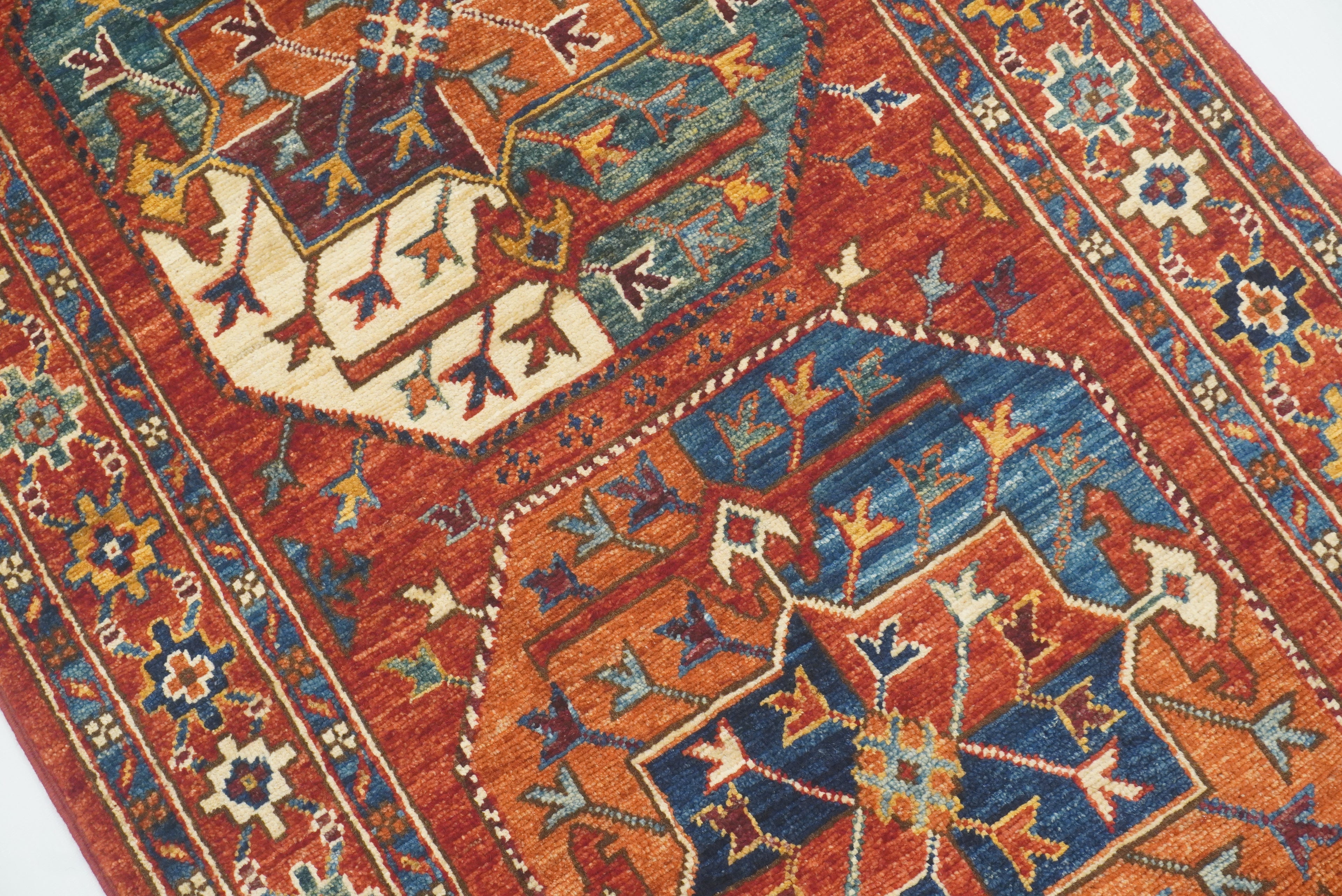 2'7"x4'6" Red Ersari Hand Knotted Afghan Wool Oriental Rug - Yildiz Rugs