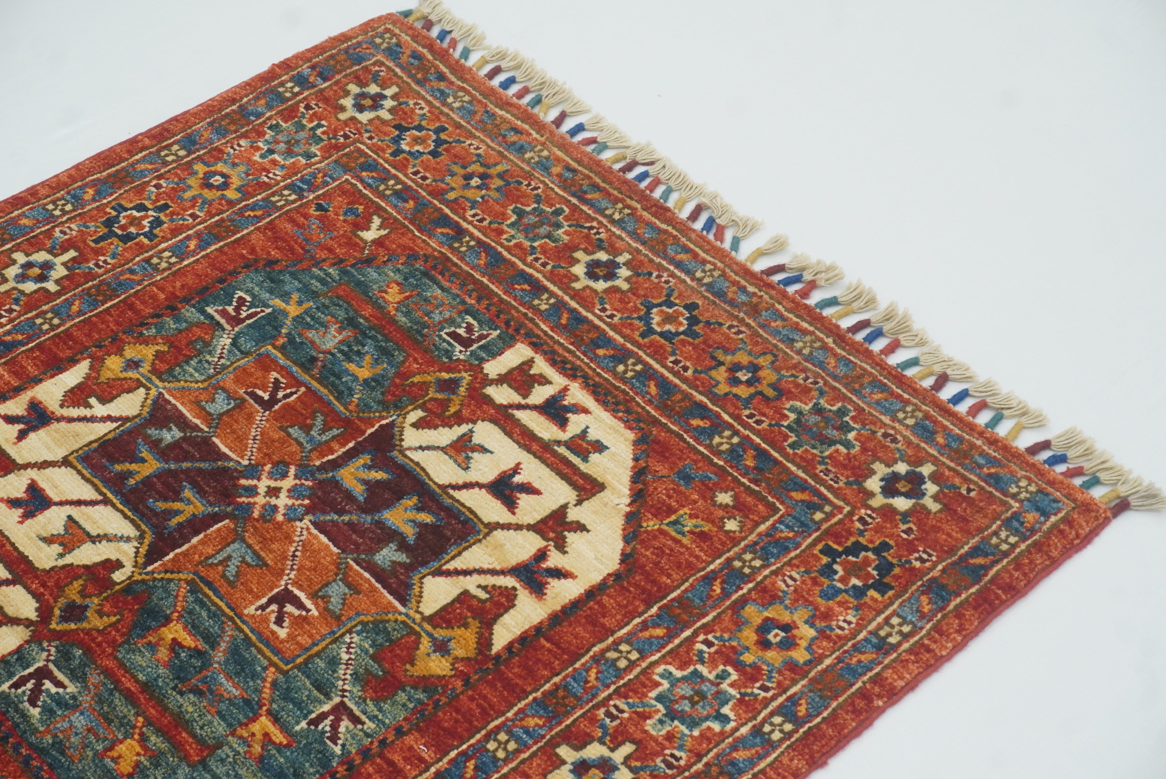 2'7"x4'6" Red Ersari Hand Knotted Afghan Wool Oriental Rug - Yildiz Rugs