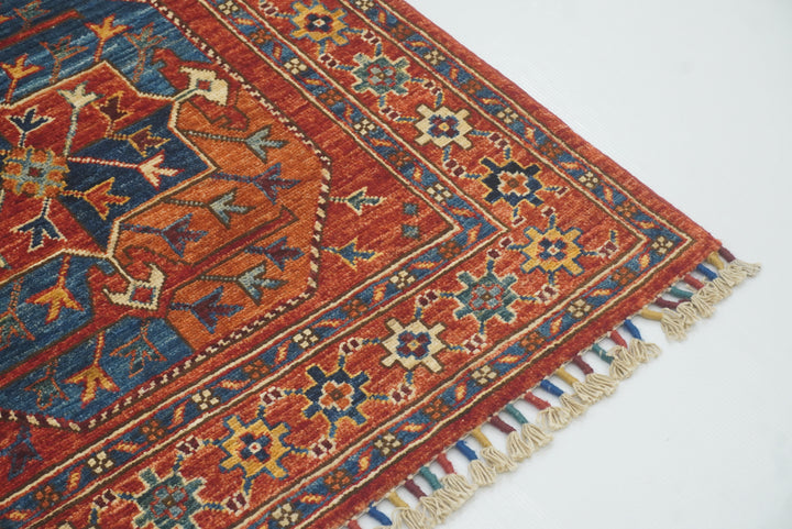 2'7"x4'6" Red Ersari Hand Knotted Afghan Wool Oriental Rug - Yildiz Rugs