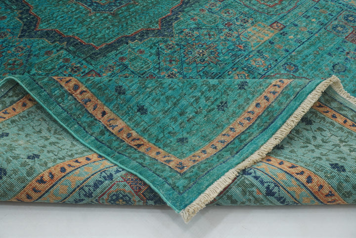 5x7 Turquoise Blue Mamluk Hand knotted Turkish Rug