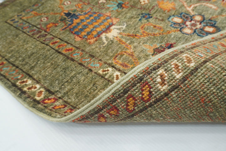 2x3 Green Afghan Waziri Hand Knotted Wool Rug - Yildiz Rugs