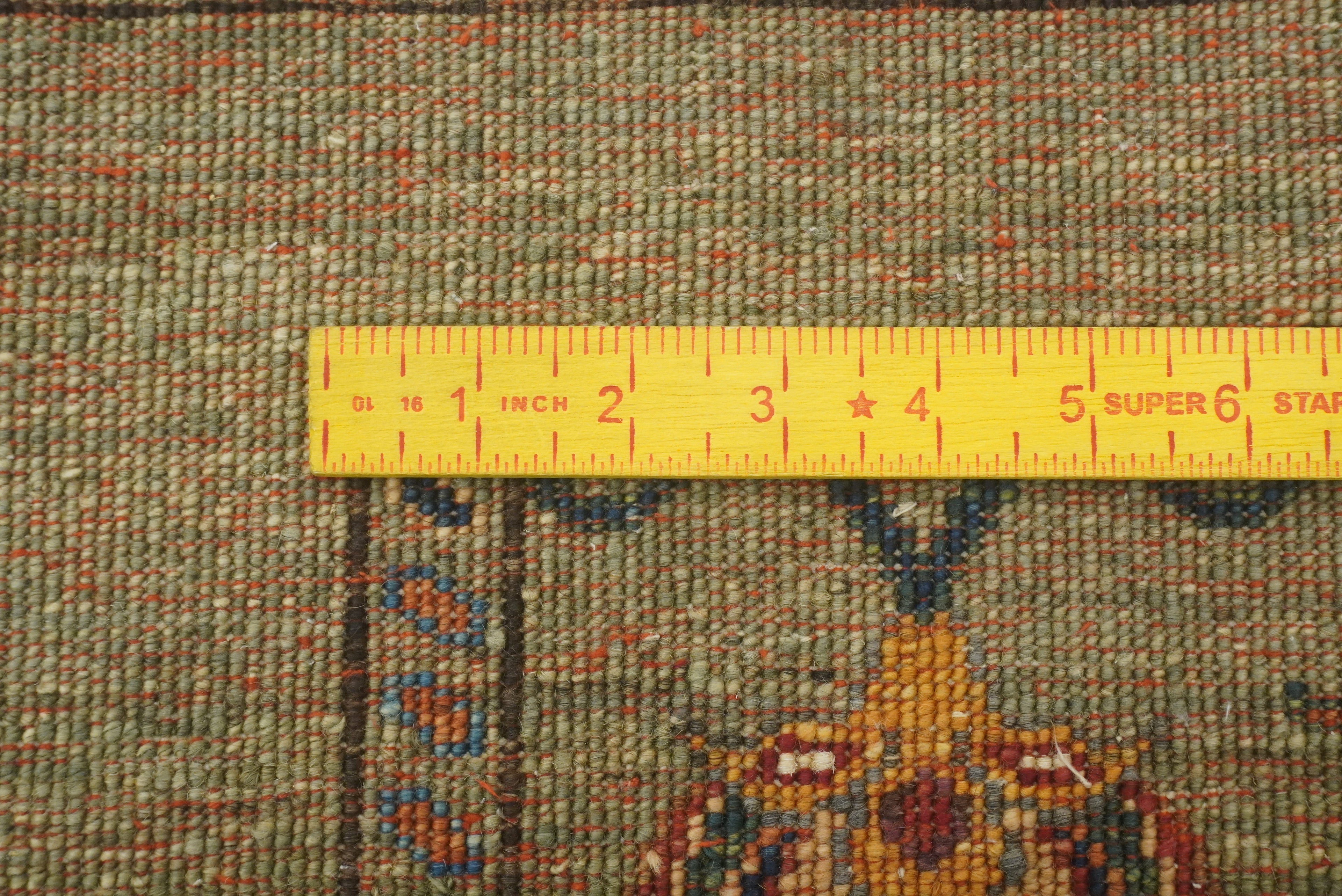 2x3 Green Afghan Waziri Hand Knotted Wool Rug - Yildiz Rugs
