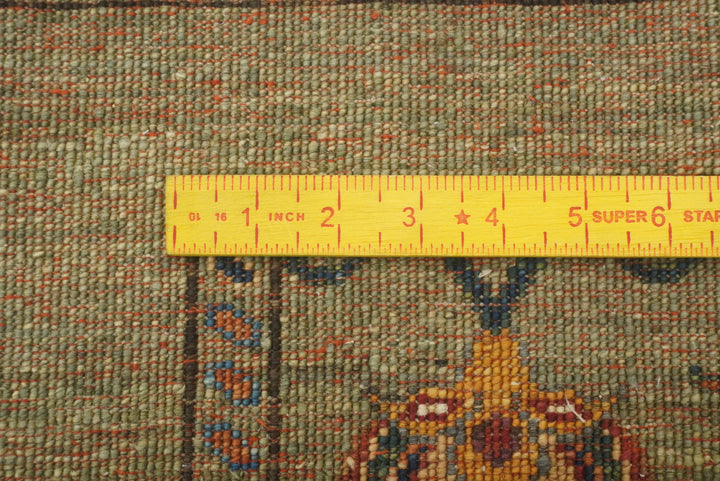 2x3 Green Afghan Waziri Hand Knotted Wool Rug - Yildiz Rugs