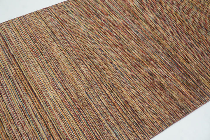 4x19 Multicolor Striped Afghan Hand Knotted Wide Runner Rug - Yildiz Rugs