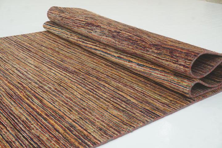 4x19 Multicolor Striped Afghan Hand Knotted Wide Runner Rug - Yildiz Rugs