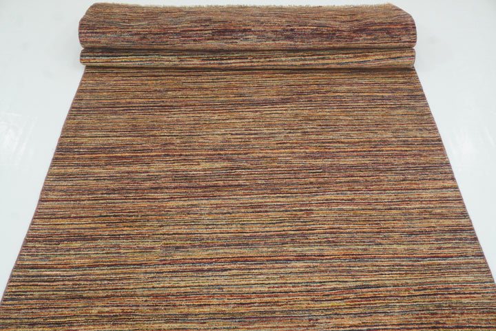 4x19 Multicolor Striped Afghan Hand Knotted Wide Runner Rug - Yildiz Rugs