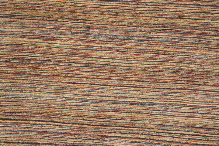 4x19 Multicolor Striped Afghan Hand Knotted Wide Runner Rug - Yildiz Rugs