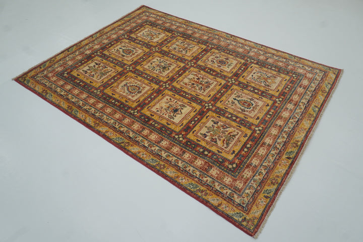 5x7 Beige Bakhtiar Afghan Hand-Knotted Wool Oriental Rug - Yildiz Rugs