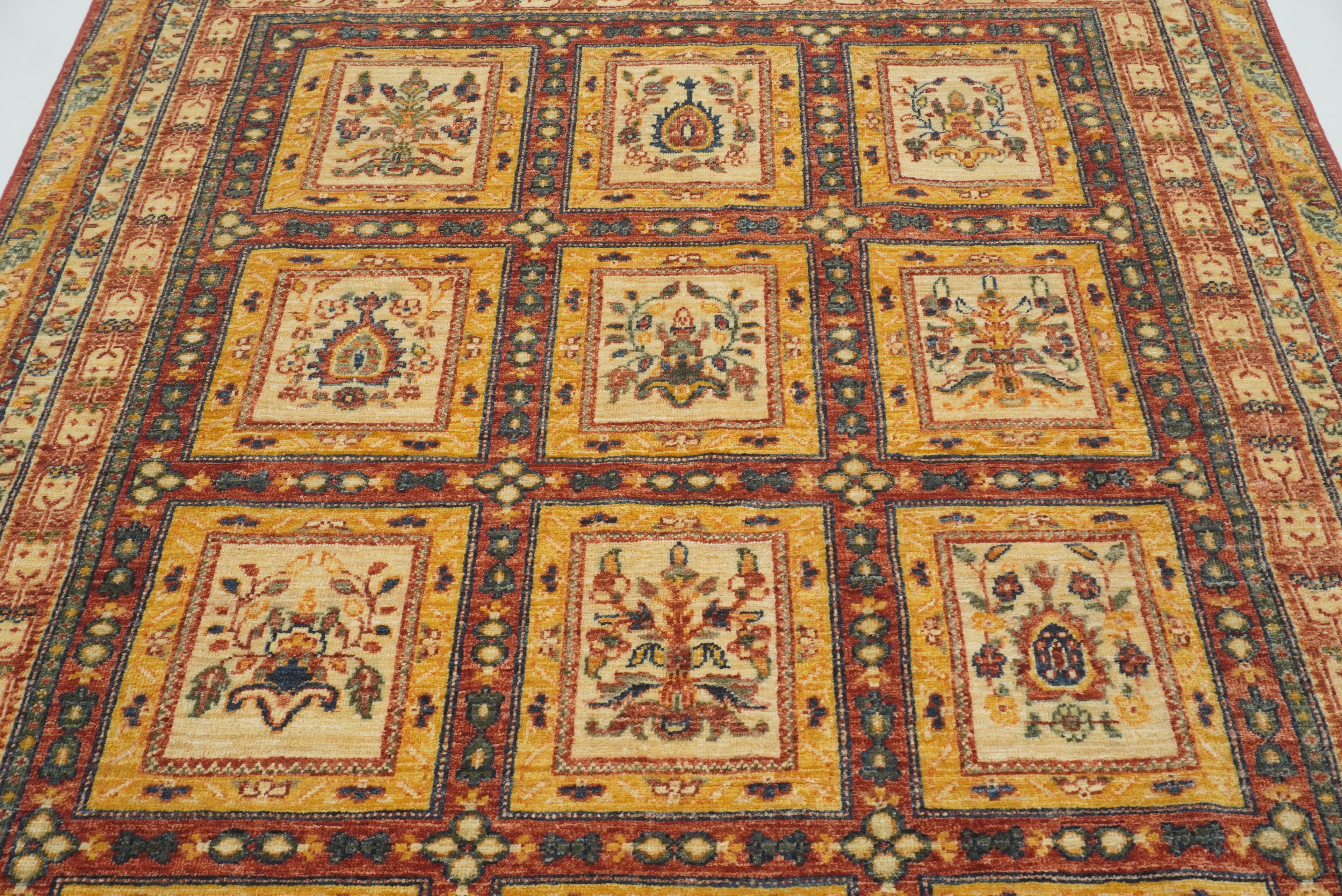5x7 Beige Bakhtiar Afghan Hand-Knotted Wool Oriental Rug - Yildiz Rugs