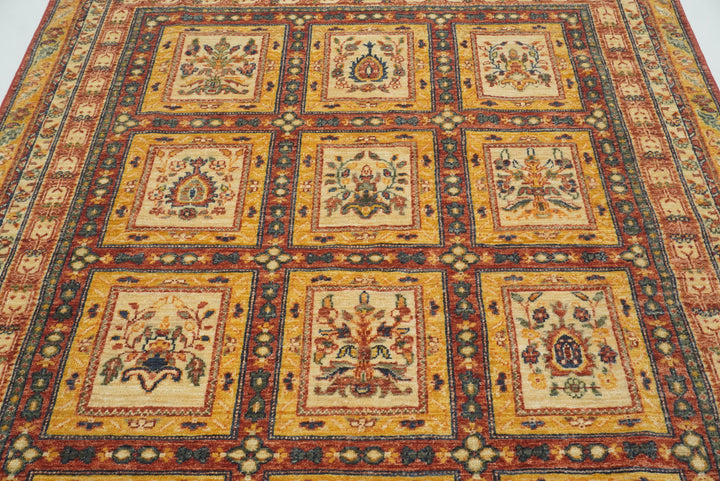 5x7 Beige Bakhtiar Afghan Hand-Knotted Wool Oriental Rug - Yildiz Rugs