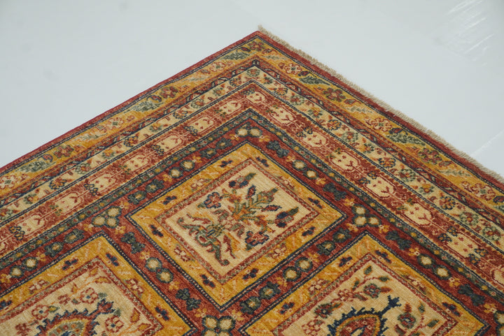 5x7 Beige Bakhtiar Afghan Hand-Knotted Wool Oriental Rug - Yildiz Rugs