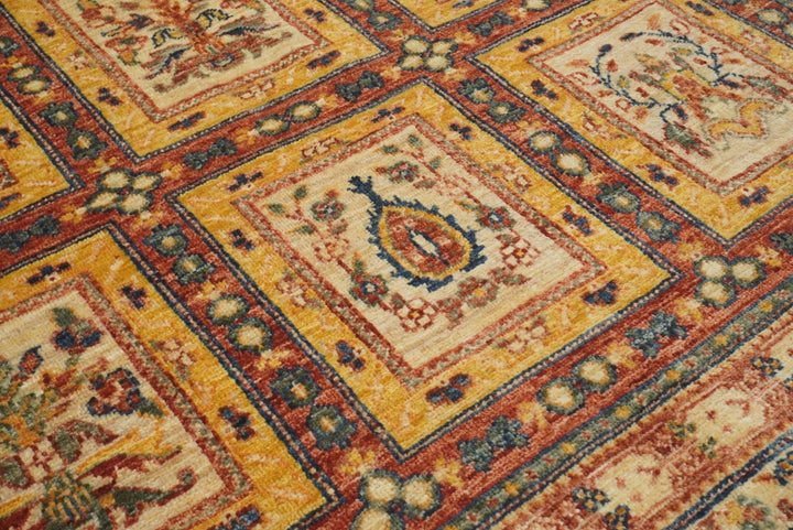 5x7 Beige Bakhtiar Afghan Hand-Knotted Wool Oriental Rug - Yildiz Rugs