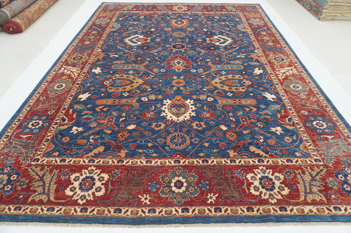 9x12 Blue Serapi Afghan Hand knotted Oriental Rug - Yildiz Rugs