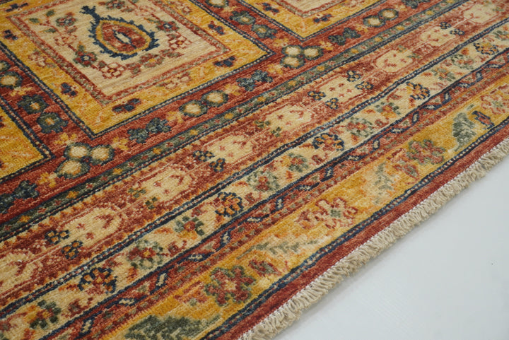 5x7 Beige Bakhtiar Afghan Hand-Knotted Wool Oriental Rug - Yildiz Rugs
