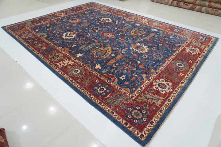 9x12 Blue Serapi Afghan Hand knotted Oriental Rug - Yildiz Rugs