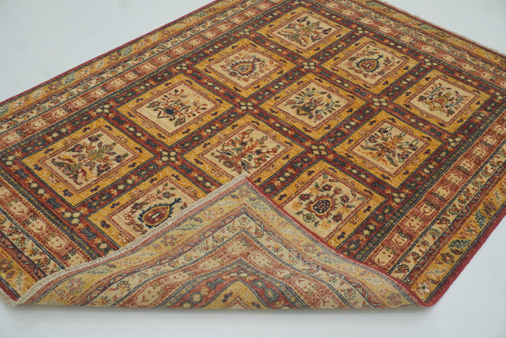 5x7 Beige Bakhtiar Afghan Hand-Knotted Wool Oriental Rug - Yildiz Rugs