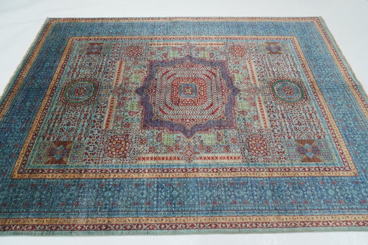 6x8 Blue Mamluk Turkish Hand Knotted Medallion Rug - Yildiz Rugs