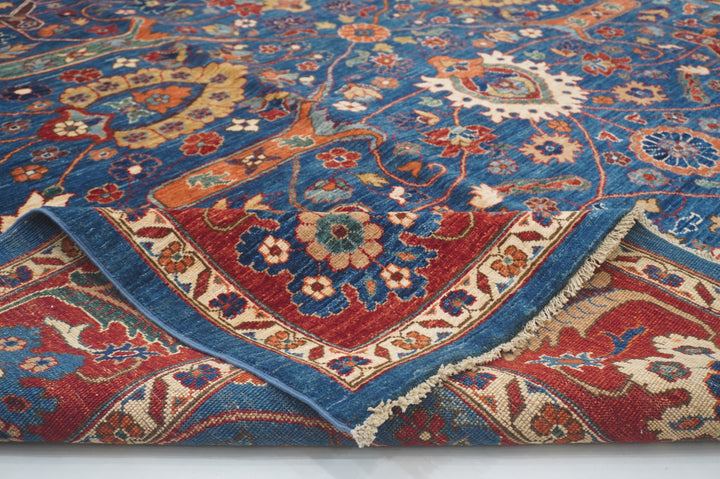 9x12 Blue Serapi Afghan Hand knotted Oriental Rug - Yildiz Rugs