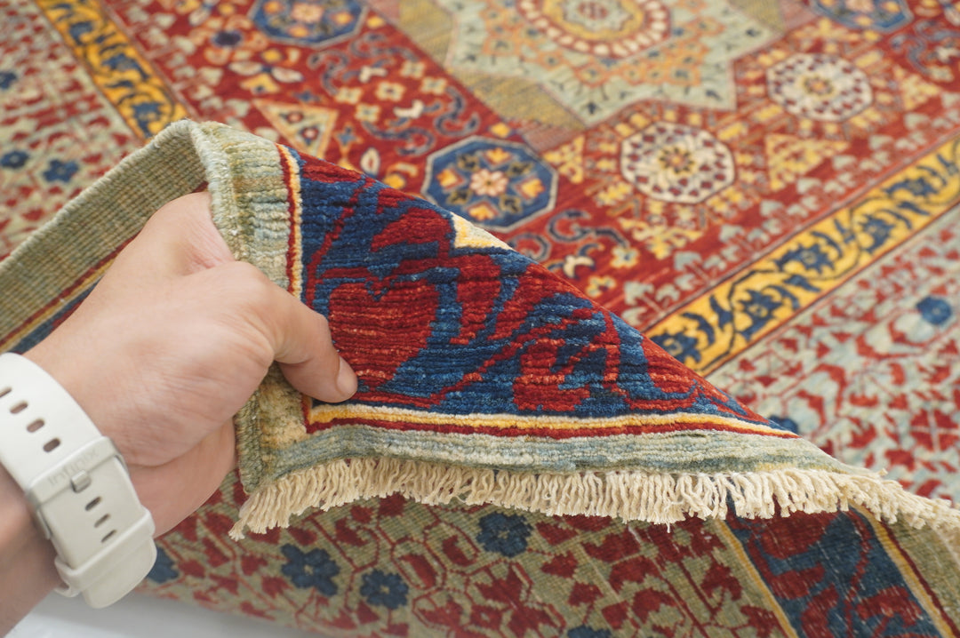 10x14 Red Mamluk Turkish Hand knotted Medallion Rug - Yildiz Rugs