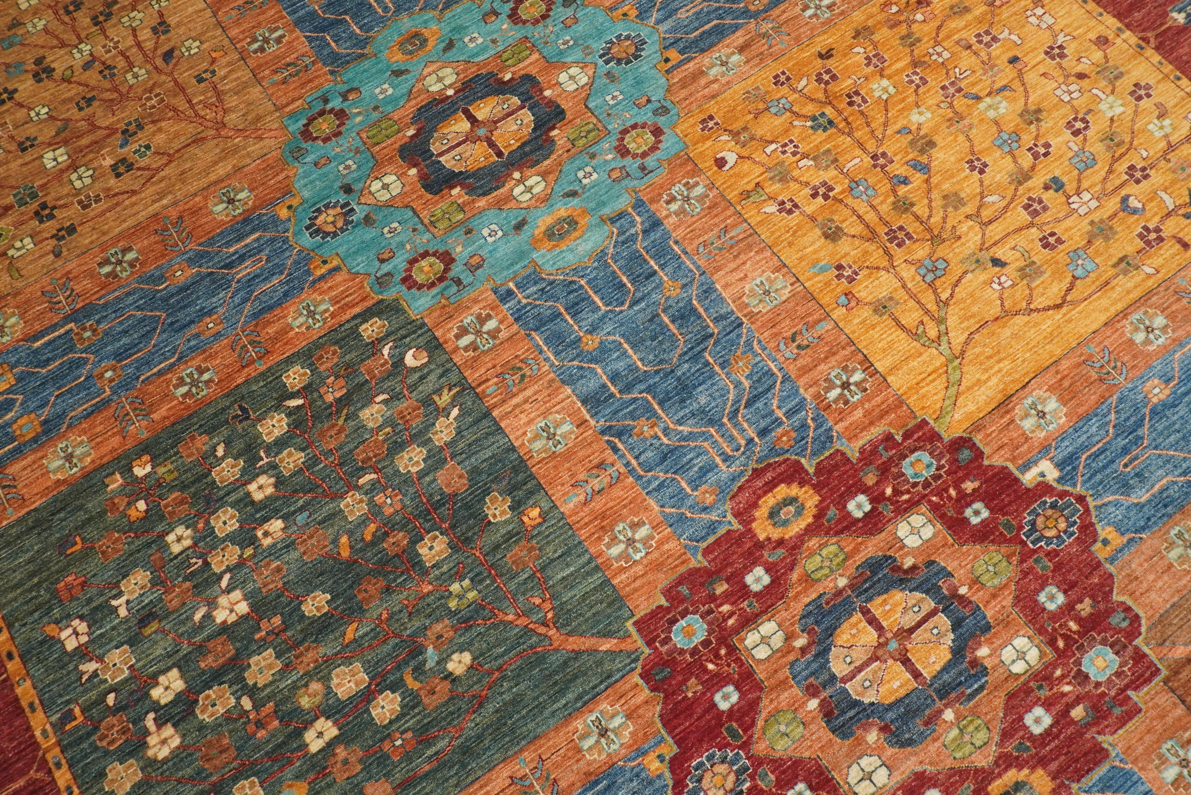 10x13 Afghan Bakhtiari Multicolor Hand-Knotted Oriental Rug - Yildiz Rugs