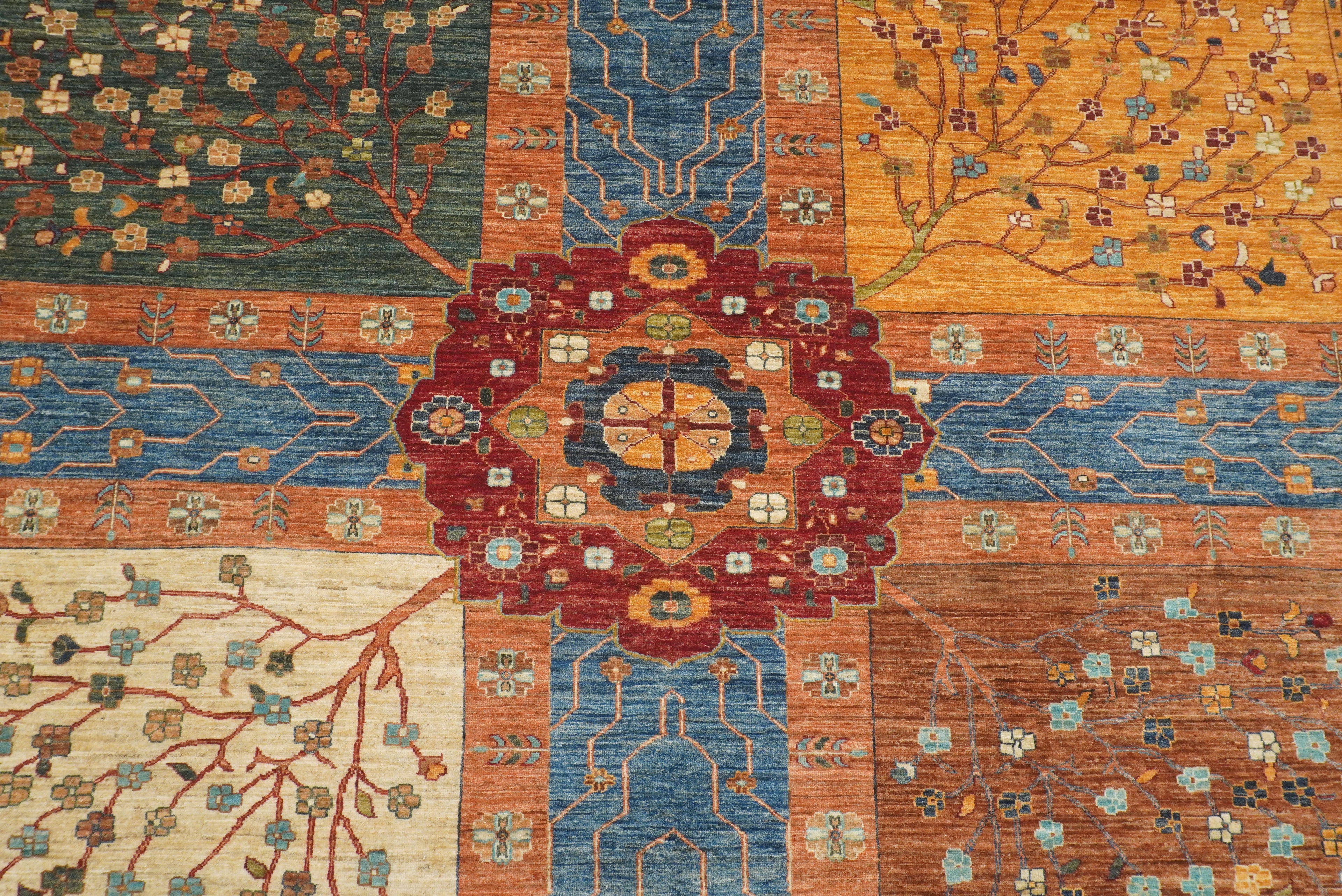 10x13 Afghan Bakhtiari Multicolor Hand-Knotted Oriental Rug - Yildiz Rugs