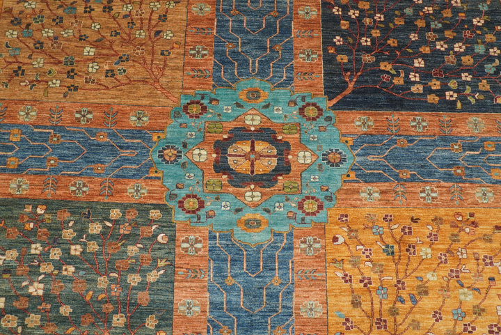 10x13 Afghan Bakhtiari Multicolor Hand-Knotted Oriental Rug - Yildiz Rugs