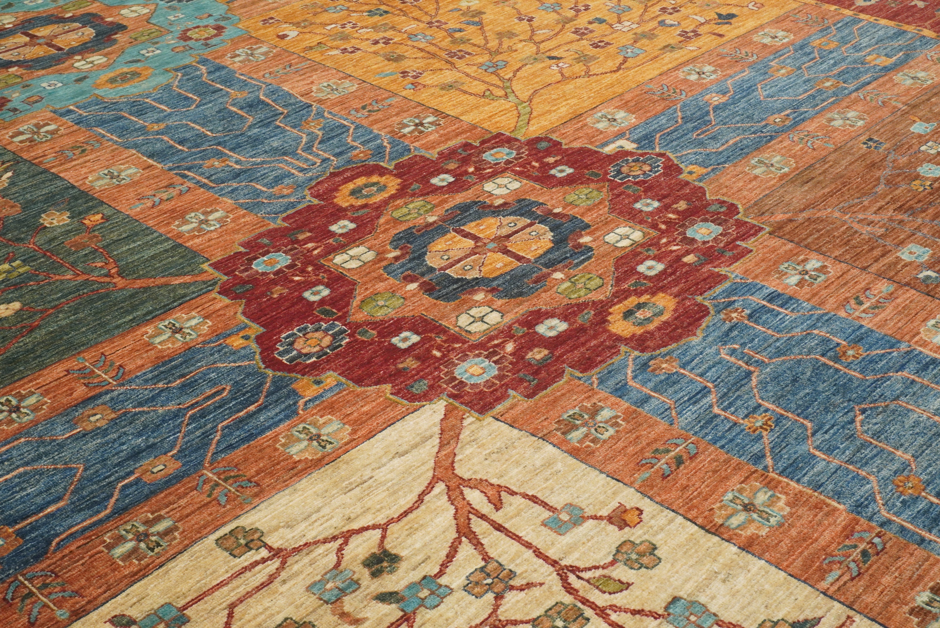 10x13 Afghan Bakhtiari Multicolor Hand-Knotted Oriental Rug - Yildiz Rugs